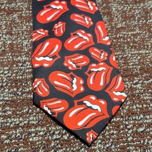 Rolling Stones necktie vintage 1995 Ralph Marlin black rock n roll neck tie